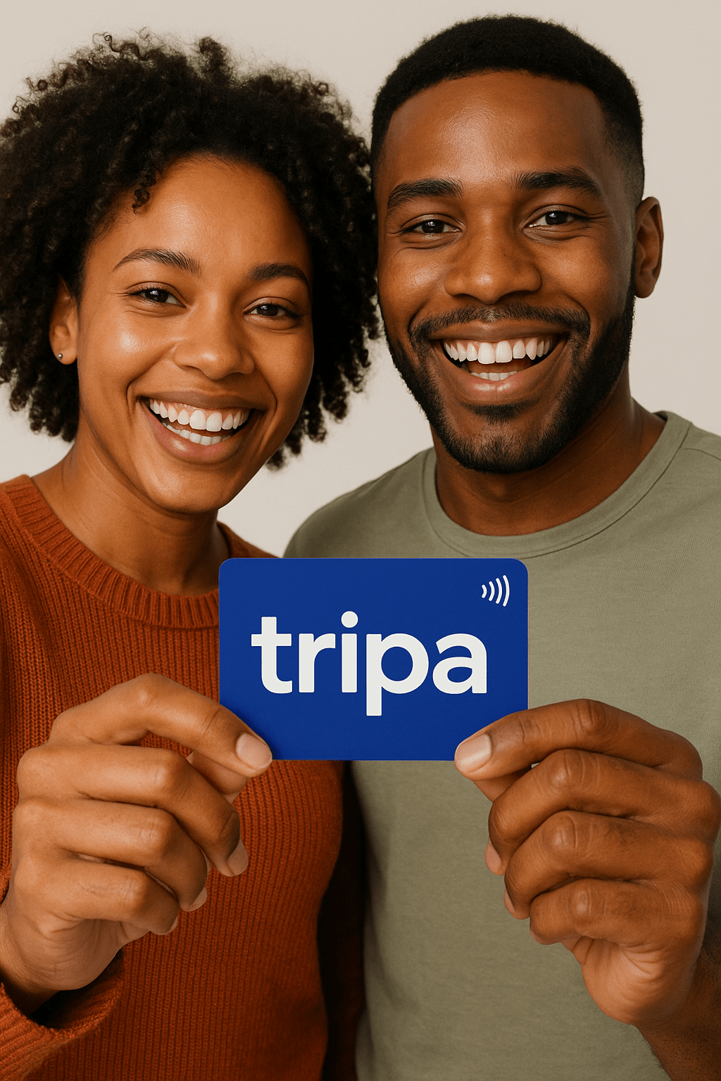 Couple holding Tripa cards